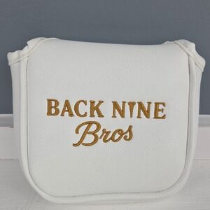 Back Nine Bros White Gold Golf Putter Headcover Magnetic Closure Soft Lining New
